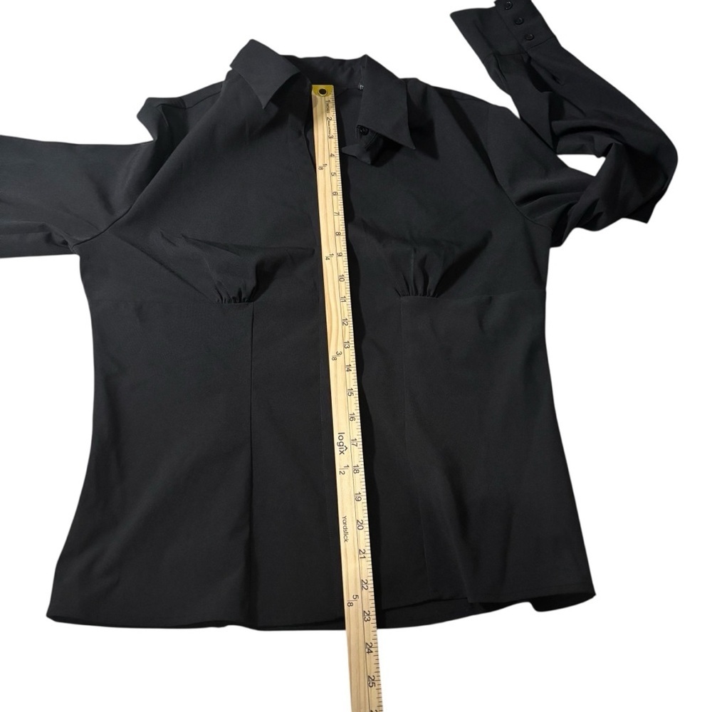 Express Stretch Black Button Up Shirt Size 11/12 Tailored Fit Office Workwear - Picture 14 of 15